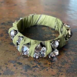 J Crew Ribbon Crystal Bracelet Green